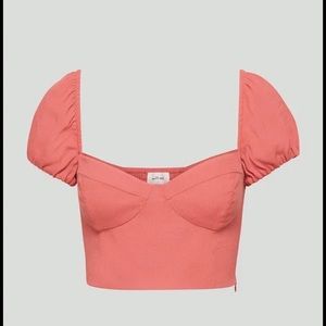 Aritzia Wilfred Free Novella Cap Sleeve Blouse - Warm Sienna in Size Small